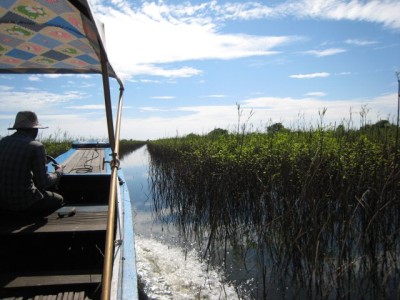 boating through Preak Toal bird sanctuary