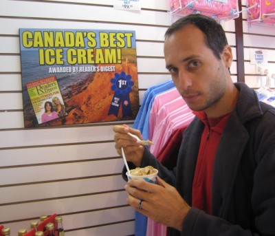 This is me giving my skeptical look.  (The claim: "Canada's Best Ice Cream!")