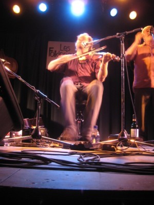 Olivier Demers of Le Vent du Nord, on fiddle and foot board