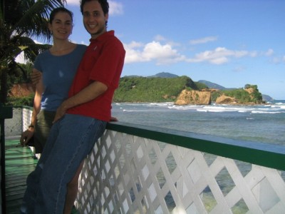 on the balcony at Domcan's Cafe, Calibishie