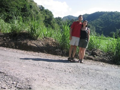 Ron and Sara at the Macoucherie Rum Factory - pre-engagement.  Sugar cane is so fascinating!