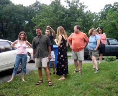 anticipating the show, a crowd forms