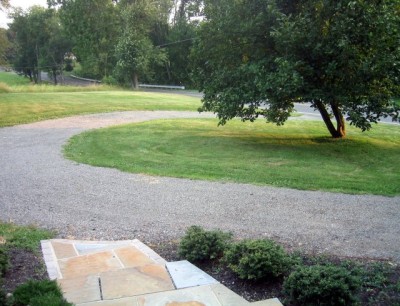 our tar and chip driveway, 2 years old.  read about it here.