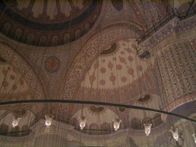 the Blue Mosque at night