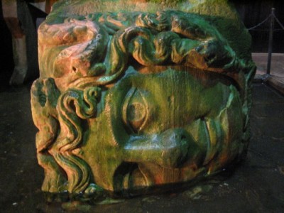 the medusa head in the Basilica Cistern