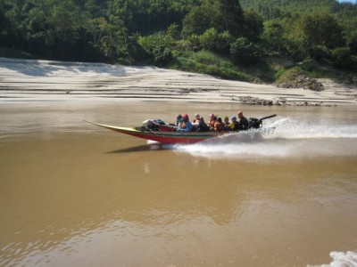 one of the fast boats (a.k.a. "Death Boats of the Mekong")