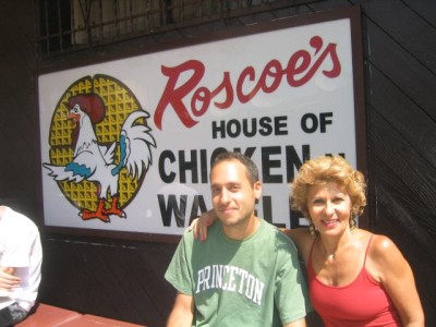 waiting outside Roscoe's House of Chicken and Waffles