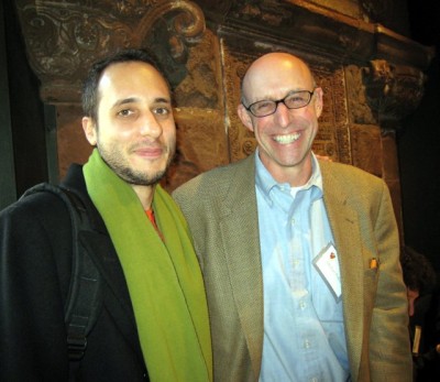 with Michael Pollan, at the Food, Ethics and the Environment conference.  ("Vote With Your Fork!")