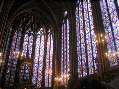 some of the beautiful stained glass in Sainte Chapelle