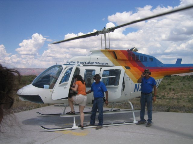 helicopter ride to the bottom of the canyon